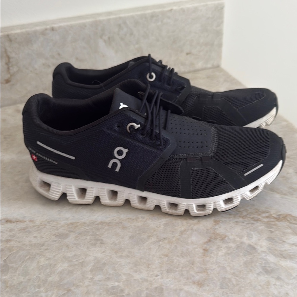 On Running Black and White Athletic Shoes CloudTec Design